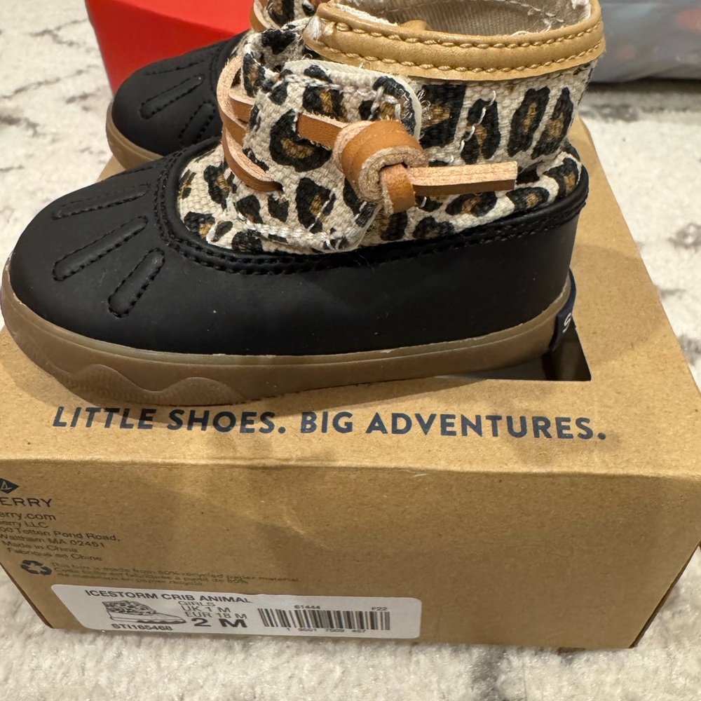 Sperry Kids Animal Print Boots - Black and Brown